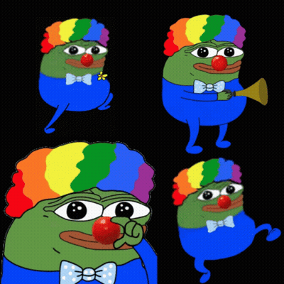 Clown With Red Nose And Rainbow Wig GIF