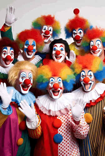 Clowns Posing For Photo GIF