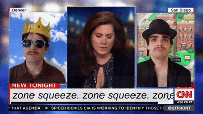CNN News Report Man With Crown Woman Sunglasses Man In Hat GIF