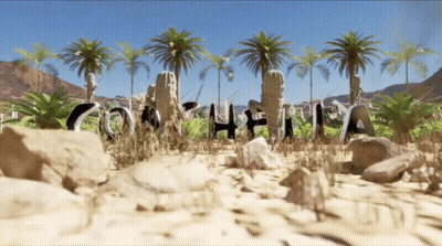 Coahuila Landscape With Palm Trees And Rocks GIF