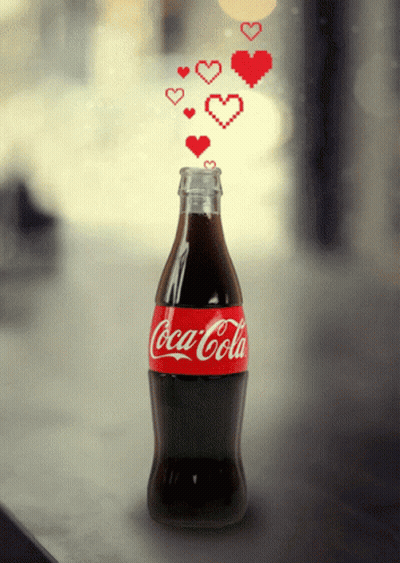 Coca-Cola Bottle With Hearts GIF