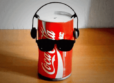 Coca Cola Can With Headphones And Sunglasses GIF