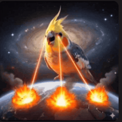 Cockatiel On Planet With Laser Eyes GIF