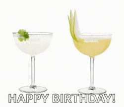 Cocktail Glass Cheers Happy Birthday Champagne GIF