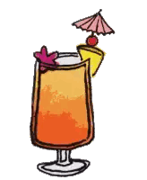 Cocktail With Umbrella And Starfish Sticker