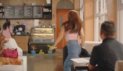 Cocky Lady Sprinting Walking Away GIF