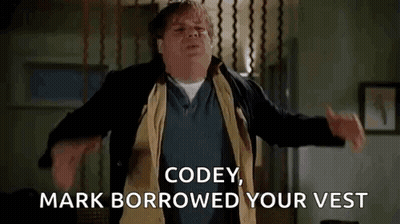 Codey Mark Borrowed Your Vest Man Arms Outstretched GIF