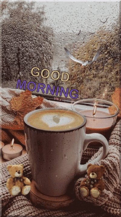 Coffee And Candles Saying Good Morning GIF