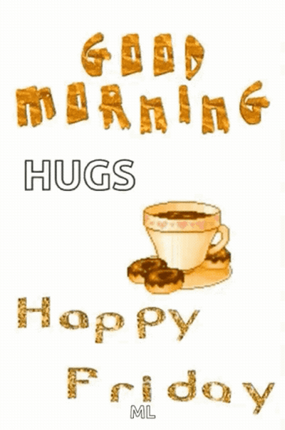 Coffee And Donuts Saying Good Morning Hugs Happy Friday GIF