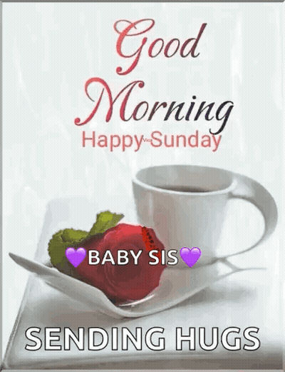 Coffee And Rose With Good Morning Baby Sis GIF