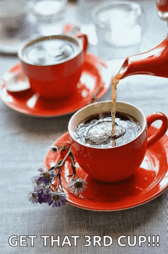Coffee Being Poured From Teapot Into Cup On Saucer GIF