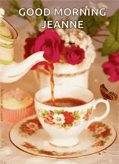 Coffee Being Poured With Good Morning Jeanne GIF