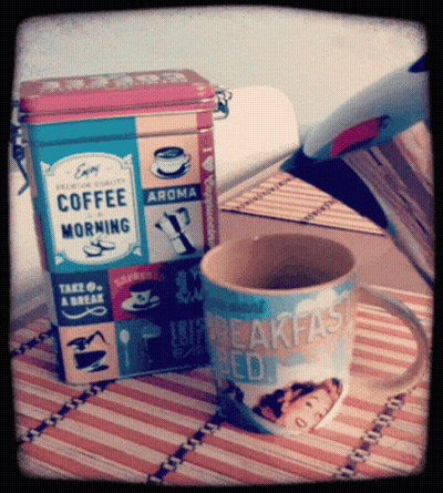 Coffee Can Saying Enjoy Coffee Morning Next To Cup GIF
