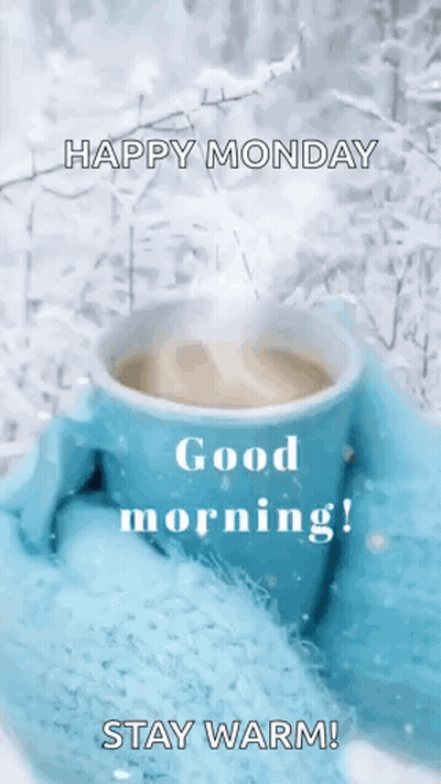 Coffee Cup In Mittens With Steam GIF
