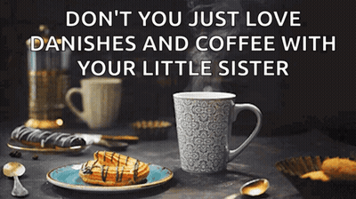 Coffee Cup Next To Plate Of Pastries GIF