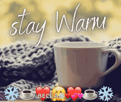 Coffee Cup On Blanket Saying Stay Warm GIF