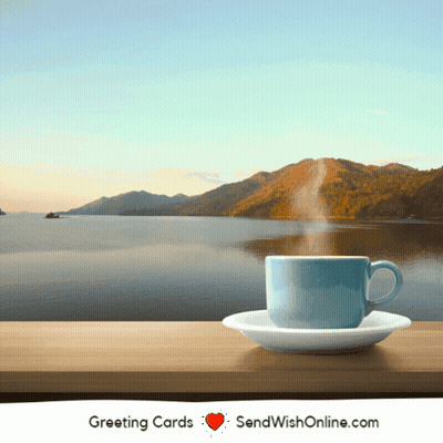 Coffee Cup On Saucer In Nature GIF