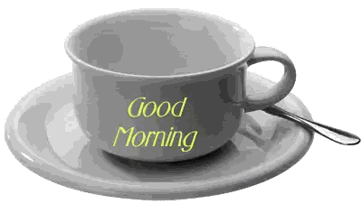 Coffee Cup On Saucer Saying Good Morning Sticker