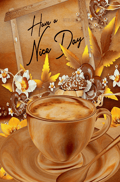 Coffee Cup On Saucer Saying Have A Nice Day GIF