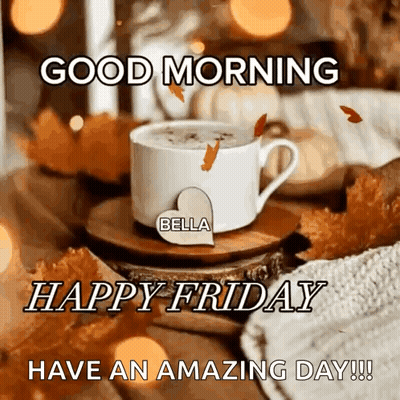 Coffee Cup On Saucer With Flying Leaves GIF