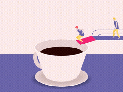 Coffee Cup On Saucer With Red Spoon GIF