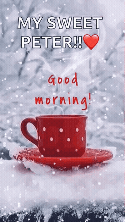 Coffee Cup On Snow With Good Morning GIF