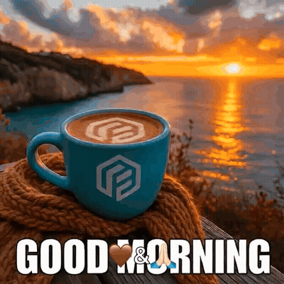 Coffee Cup On Wooden Table With Scarf GIF