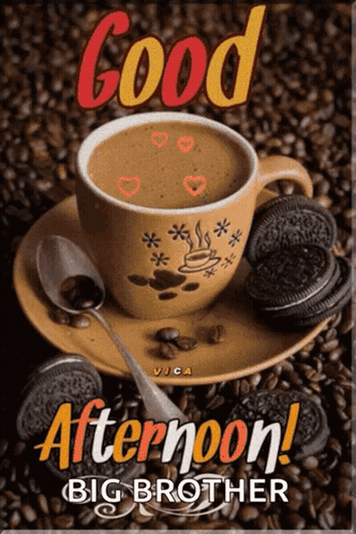 Coffee Cup Saucer Saying Good Afternoon Big Brother GIF