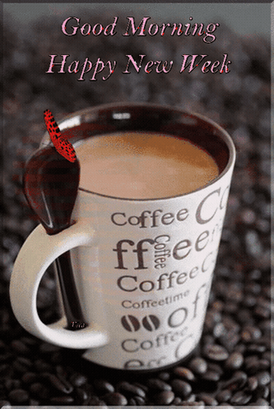 Coffee Cup Saying Good Morning Happy New Week GIF