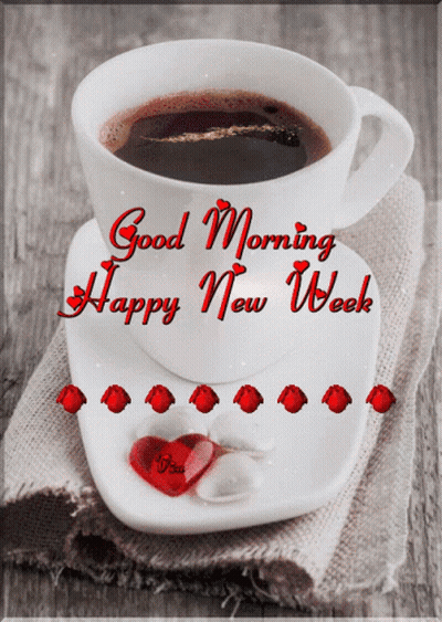 Coffee Cup Saying Good Morning Happy New Week GIF