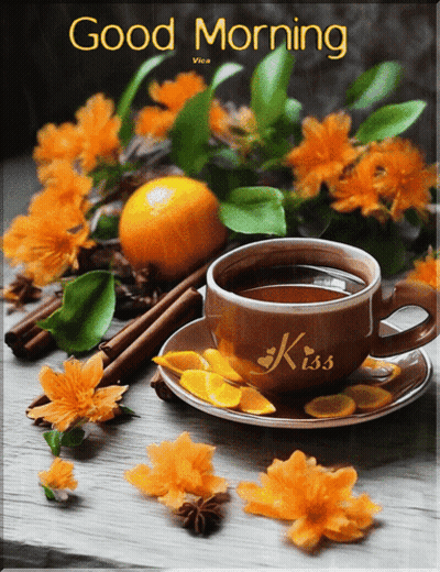 Coffee Cup Saying Good Morning Kiss GIF