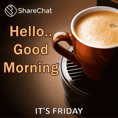 Coffee Cup Saying Hello Good Morning It's Friday GIF