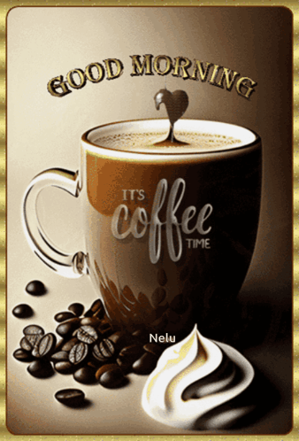 Coffee Cup Saying It's Coffee Time GIF