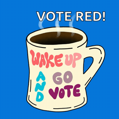 Coffee Cup Saying Wake Up And Go Vote GIF