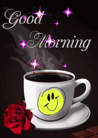 Coffee Cup Smiley Face Good Morning GIF