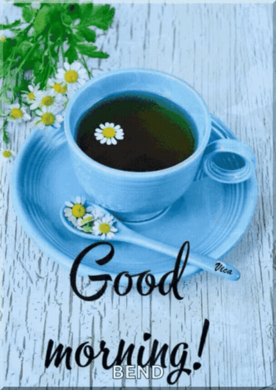 Coffee Cup With Flower Saying Good Morning GIF
