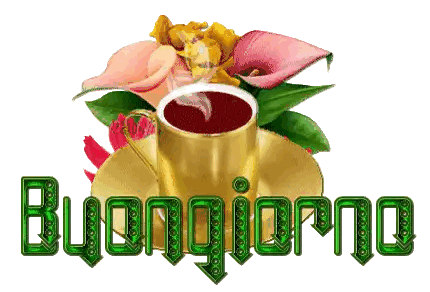 Coffee Cup With Flowers And Buongiorno Sticker