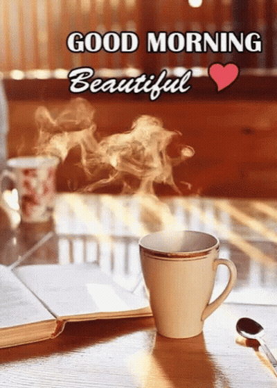 Coffee Cup With Good Morning Beautiful Message GIF
