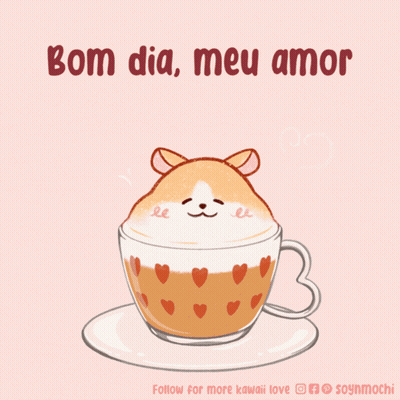 Coffee Cup With Hamster Saying Bom Dia Meu Amor GIF
