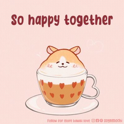Coffee Cup With Hamster Saying So Happy Together GIF
