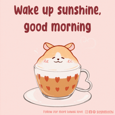 Coffee Cup With Hamster Wake Up Sunshine Good Morning GIF