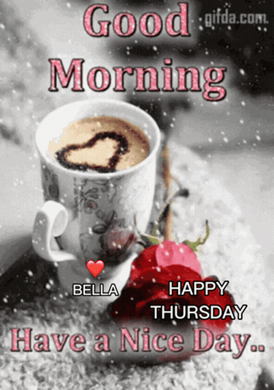 Coffee Cup With Heart Good Morning Bella GIF