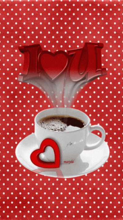 Coffee Cup With Heart Saying I Love You GIF
