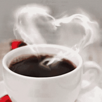 Coffee Cup With Heart-Shaped Steam GIF