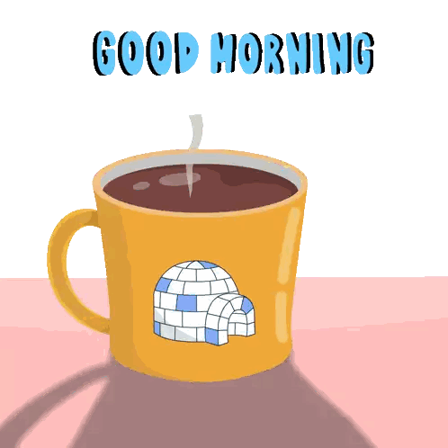 Coffee Cup With Igloo And Good Morning Sticker