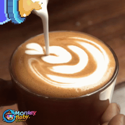 Coffee Cup With Monkey Baby Cartoon GIF
