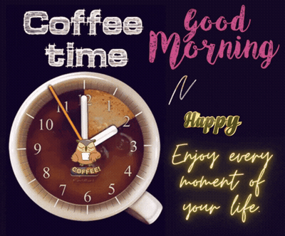 Coffee Cup With Owl Saying Coffee Time Good Morning GIF
