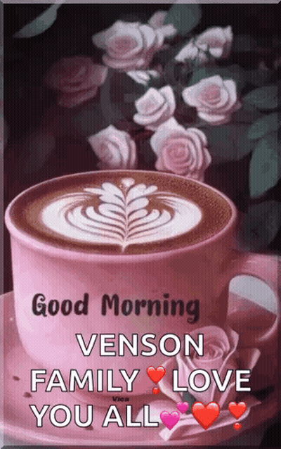 Coffee Cup With Roses Good Morning GIF