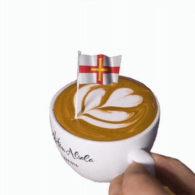 Coffee Cup With Small Flag GIF