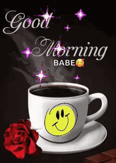 Coffee Cup With Smiley Face And Good Morning GIF